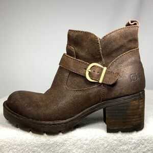 Born Brown Ankle Boots with Gold Buckle